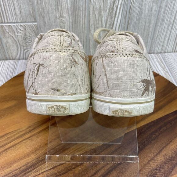 Vans Off the Wall Women’s 11 Tan Gold Palm Tree Sneakers Shoes - Picture 10 of 12